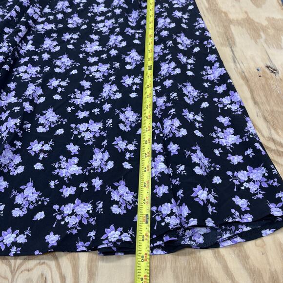 Y2K Milkmaid Babydoll Midi Dress Women's Large Black Floral Whimsigoth Fairy - Picture 13 of 14